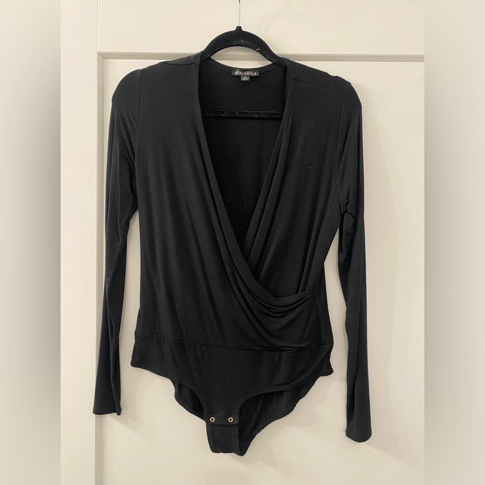 J. Crew Black Wrap Bodysuit